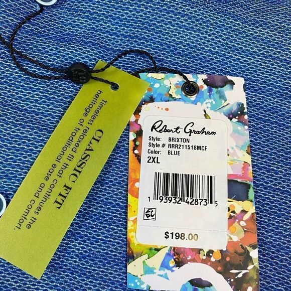 Robert Graham Brixton Blue Classic Fit Button up shirt size 2XL - Picture 4 of 8